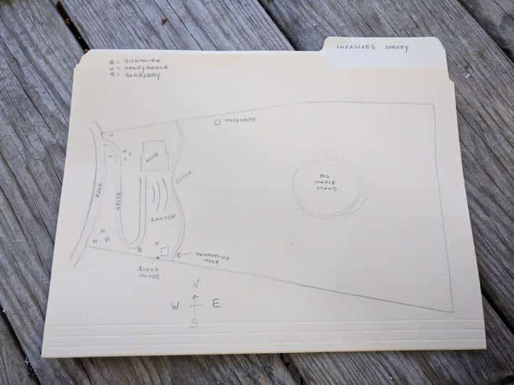 manila folder with rough sketch of land plot