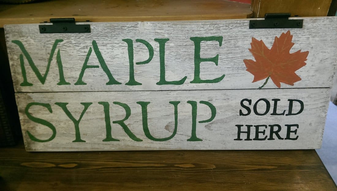 maple syrup sold here sign