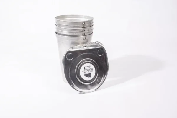 stack of 5 aluminum maple sap buckets with lids