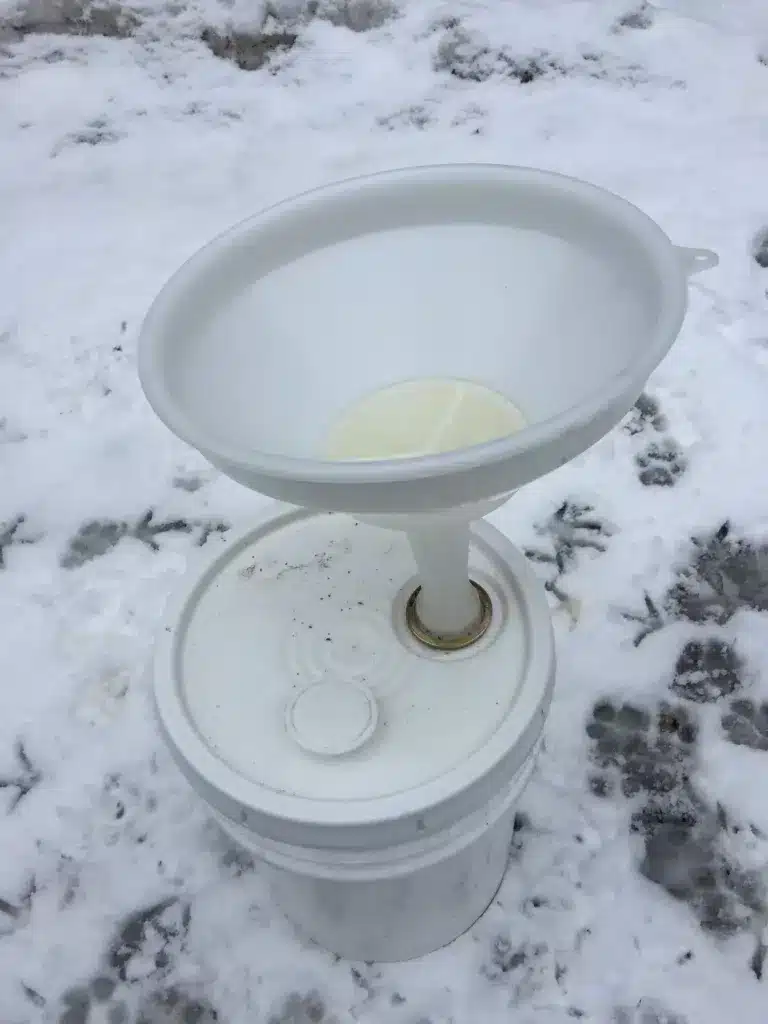 Filtering Maple Sap into a 5 gallon storage bucket