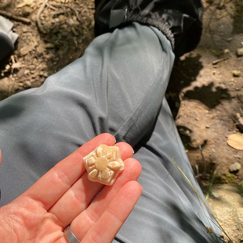 Maple Candy in Hand while hiking